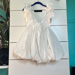 White short fluffy curtain dress Fashion Nova extra small